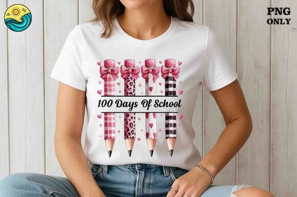 100 Days of School Pink Pencil PNG