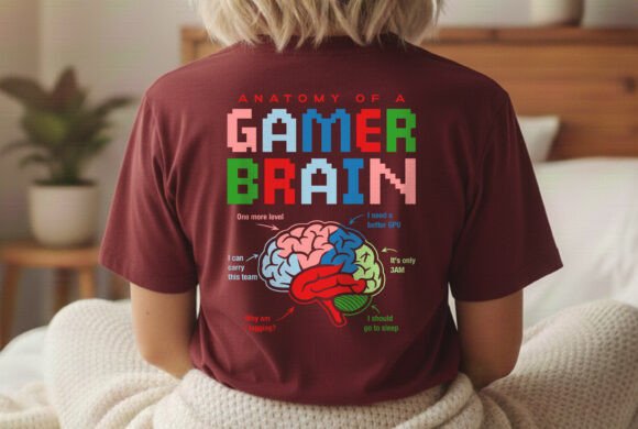 Anatomy of a Gamer Brain Tee Design Graphics