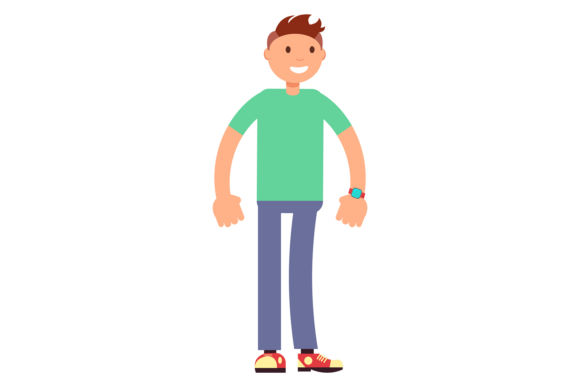 Cartoon Boy Character. School Kid. Happy Graphics
