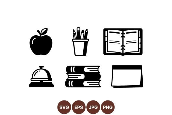 Classic School Icon Vector Set: Graphics for Editorial Design