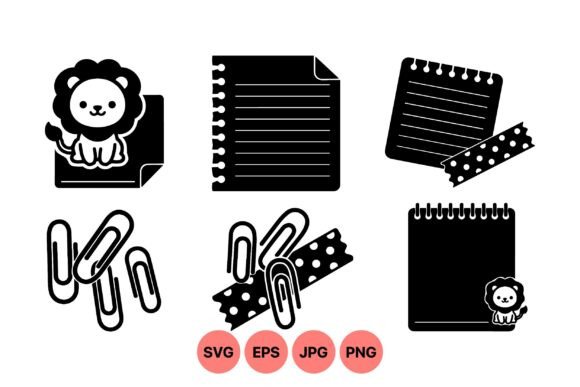 Cute Lion Office Stationery SVG Graphics