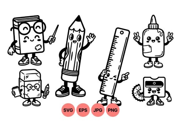 Cute School Supplies Characters
