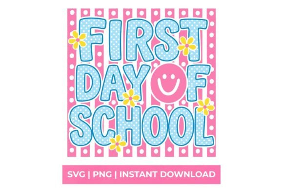 First Day of School Retro Pink Pattern S Graphics