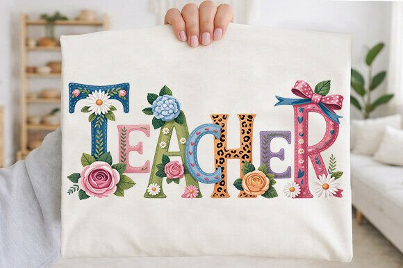 Floral Teacher Png, Retro Teacher