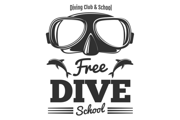 Free Dive School Emblem. Diving Club Log