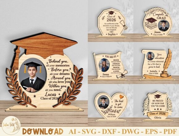 Graduation Photo Plaque SVG Bundle for Laser Cutting & Home Decor