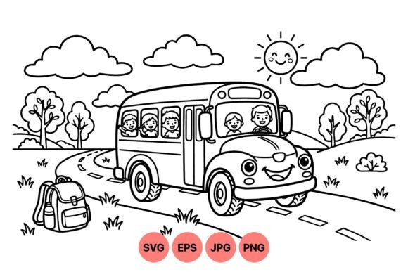 Happy School Bus Vector Art