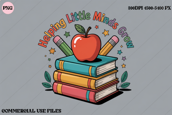 Helping Little Minds Grow Teacher Apple Graphics
