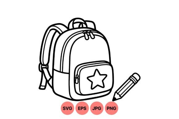 Kids School Backpack Clipart: Graphics for Editorial Use