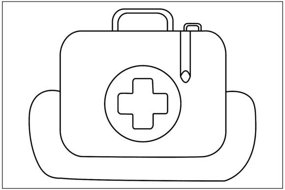 Kids School Medical Kit Line Art Graphics