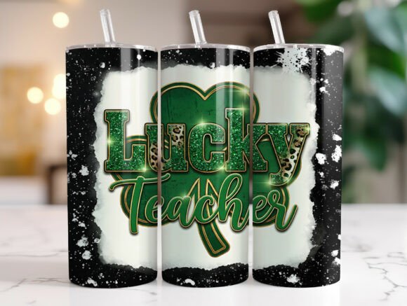 Lucky Shamrock Teacher Tumbler Wrap Graphics