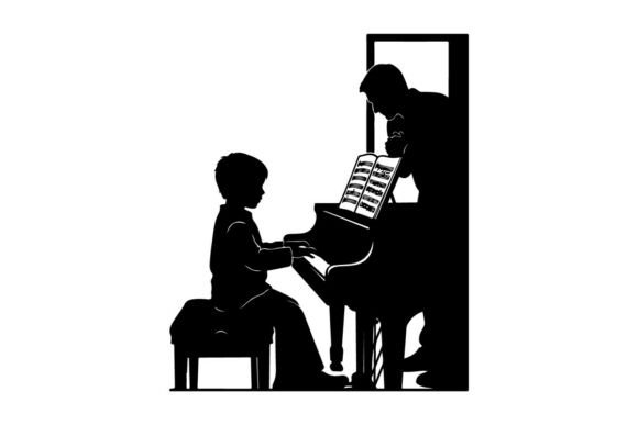 Music Lesson Teacher Student Flat Design Graphics