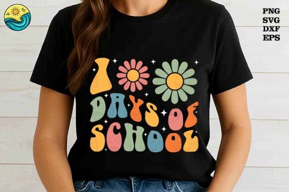Retro Groovy 100th Day Shirt Design Svg