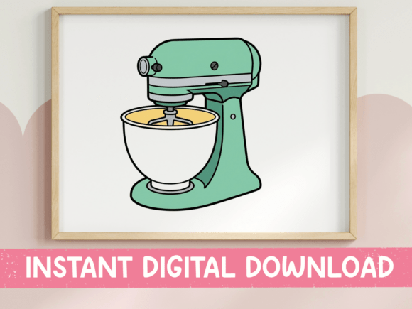 Retro Stand Mixer Baking Clipart Design Graphics