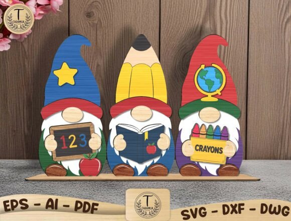 School Gnomes Laser Cut File SVG Bundle