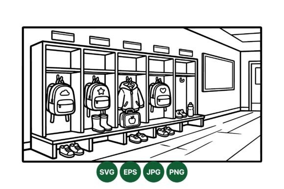 School Locker Line Art Design: Graphics for Creative Projects