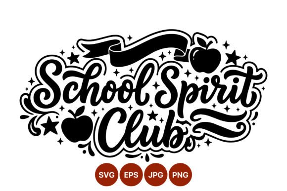School Spirit Club Black White Lettering