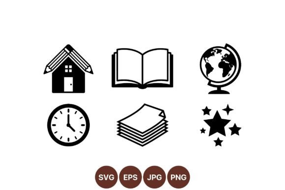 School Study Icon Clipart Pack: Graphics & Illustrations for Designers