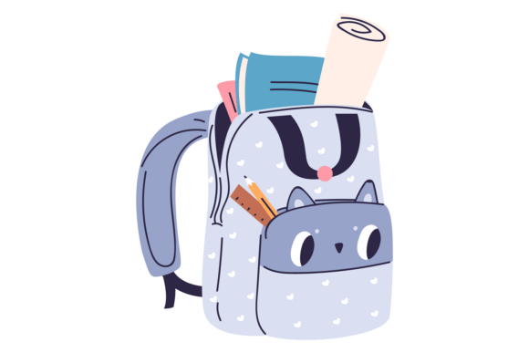 School Supplies in Backpack: Graphics for Illustrations