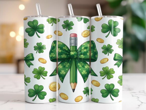 Shamrock Bow Teacher Tumbler Sublimation Graphics