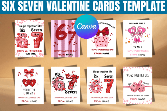 Six Seven Valentine Cards Template