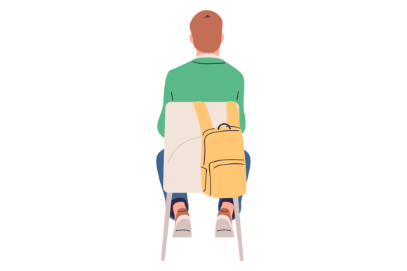 Student Sitting Rear View Graphics & Illustrations