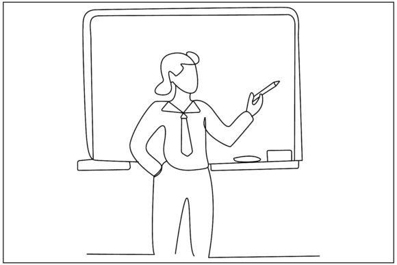 Teacher Blackboard Classroom Line Art Graphics