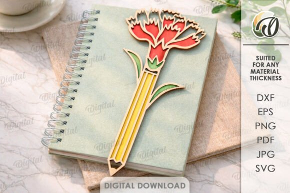 Teacher Pencil Flower Laser Cut