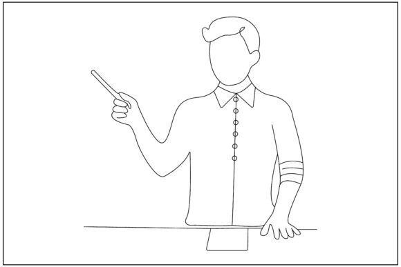 Teacher Teaching Classroom Line Art Graphics