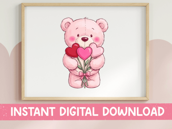 Teddy Bear Heart Bouquet Valentine SVG