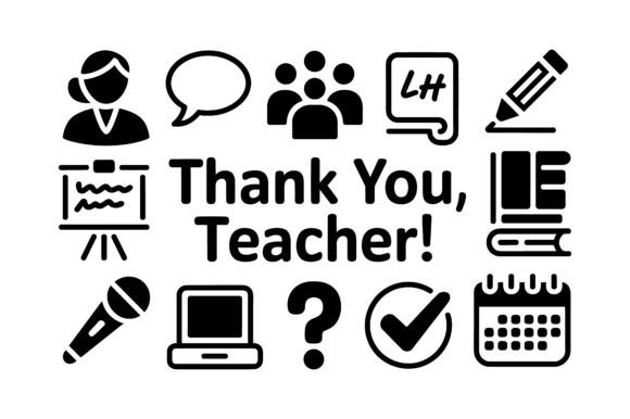Thank You Teacher Vector Silhouette Set
