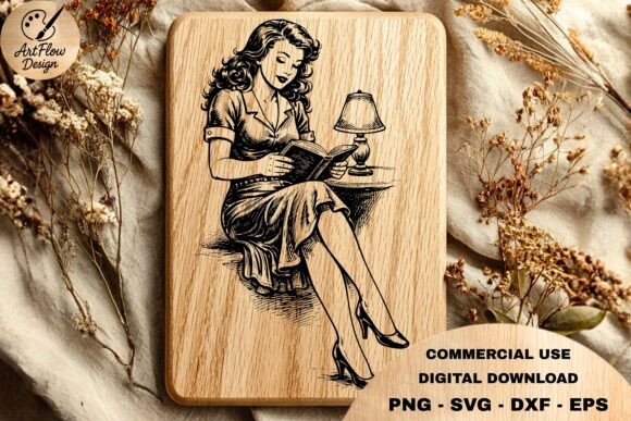 Vintage Reading Woman SVG Review